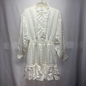 Designer Remix Dress Mini Ruffle White Boho Cotton Cottagecore Fit Flare‎ Small